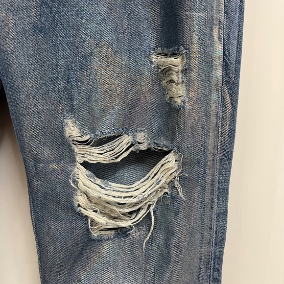 Topshop Moto Hayden Silver Foil Distressed Relaxed Fit Jeans W28 L30 - Picture 3 of 11
